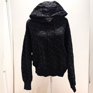Nike All Over Swoosh Logo Hoodie Sweatshirt Black